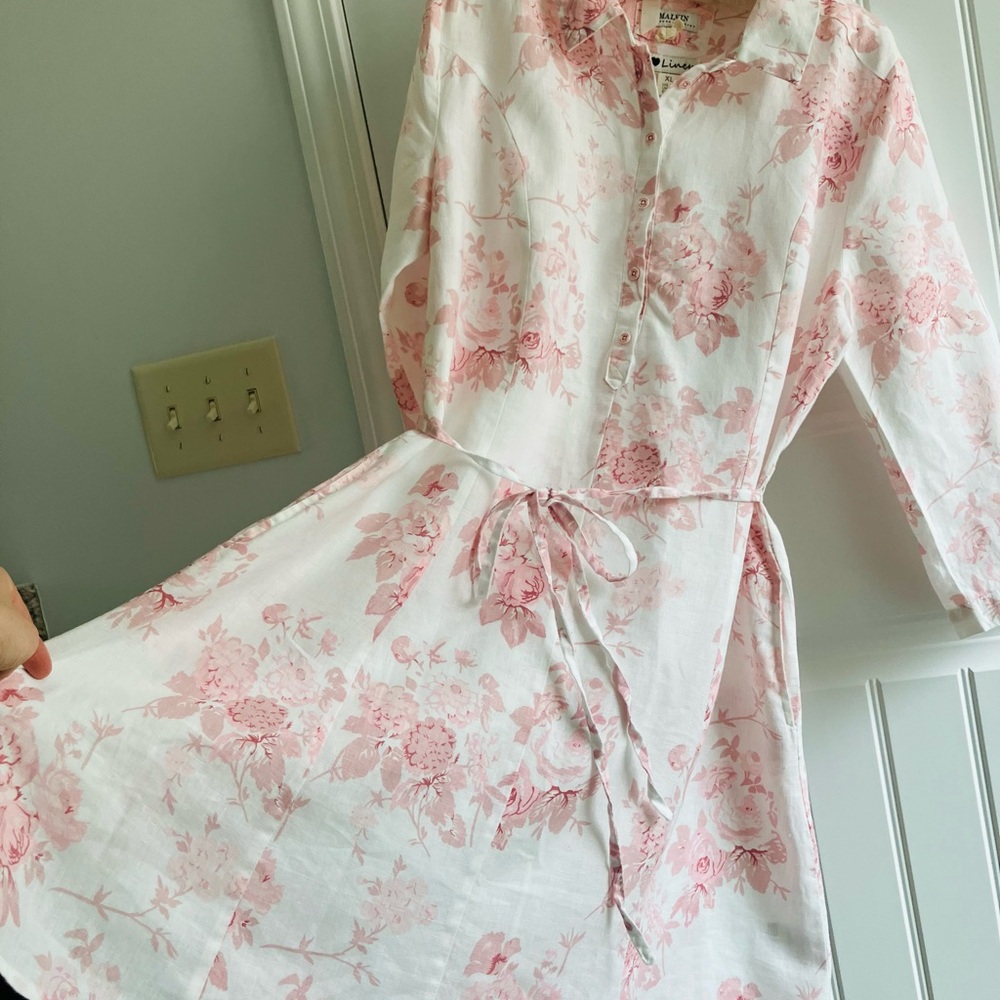 100% Linen Women’s Shirt Dress Size 12